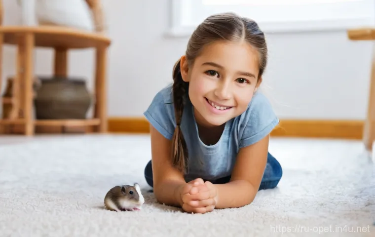 햄스터 집 청소 방법 - **Prompt:** A curious, fluffy Syrian hamster with soft, golden-brown fur peeking out from a meticulo...