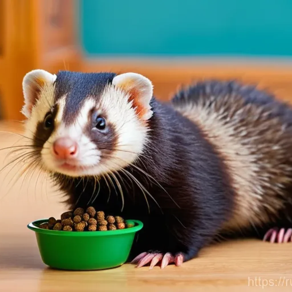 페럿 장수 비결 - **Prompt 1: A Healthy Ferret's Balanced Diet**
    "A vibrant, healthy ferret with glistening fur, l...