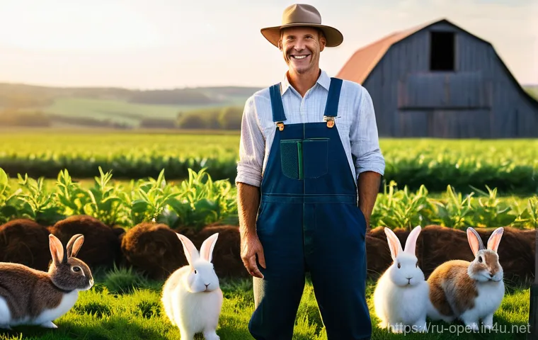 토끼 유전자 연구 - **Prompt 1: Bountiful Harvest: A Farmer with Enhanced Rabbits**
    "A wide-angle, vibrant photograp...