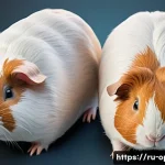 기니피그 암수 구분법 - A detailed close-up illustration of a guinea pig's belly area showing the genital differences betwee...