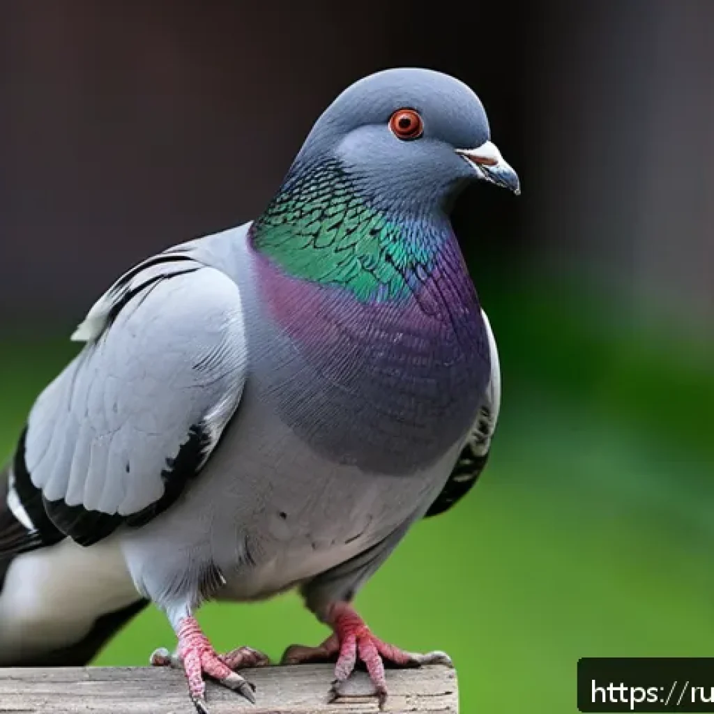 비둘기 품종별 특징 - A detailed portrait of a rare Kaufman pigeon perched gracefully on a wooden branch inside a cozy avi...